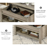 HOMCOM Lift-Top Coffee Table with Hidden Storage & Open Shelves – Sofa Dining and Laptop Table, Oak