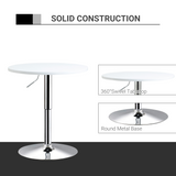 60cm Adjustable Height Round Bar Table with Swivel Top and Metal Frame – Dining and Drinking Table, White