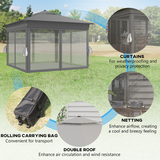 Outsunny 3x3m Pop Up Gazebo with Solar LED Lights, Remote & Mesh Curtains – Garden Shelter, Grey