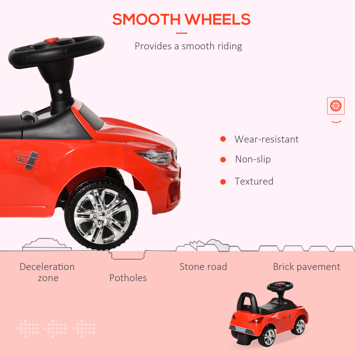 HOMCOM Toddler Ride-On Car with Foot-to-Floor Sliding, Lights, Music & Storage – Ages 18-36 Months, Red
