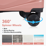 2-Piece Luggage Set with 20" Trolley Case and 14" Hand Case, V-Stripe PP Shell, Rose Gold