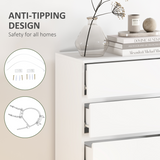 HOMCOM 5 Drawer Bedroom Chest of Drawers with Smooth Metal Runners – Tall Storage Unit, White