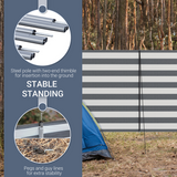 Outsunny Camping Windbreak – 540 x 150cm Portable Privacy Screen with Steel Poles, Grey and White