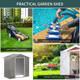 Outsunny 6.5 x 3.5ft Metal Garden Shed with Double Sliding Door and Sloped Roof – Outdoor Storage, Grey