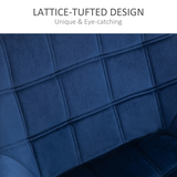 Luxe Velvet-Feel Accent Tub Chair with Wide Arms & Solid Wood Legs – Living Room Armchair, Blue