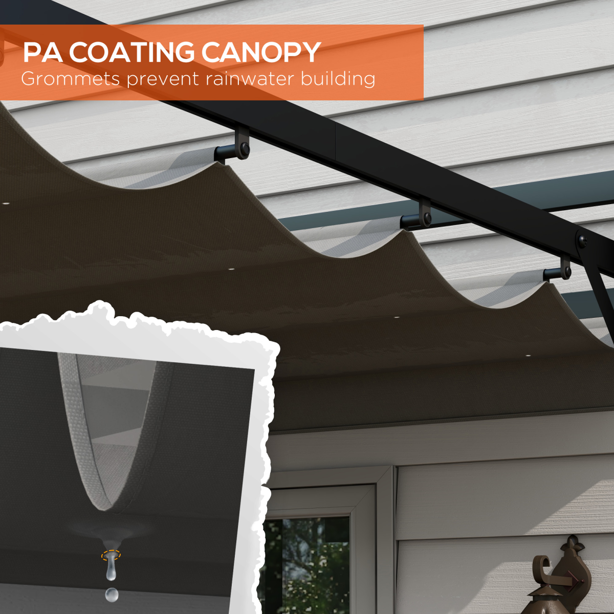 Outsunny 3x4m Aluminium Pergola with Retractable Polyester Canopy – Rust-Resistant Garden Shelter, Dark Grey