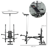 HOMCOM Adjustable Weight Bench with Barbell Rack & Lat Pulldown – Multifunction Full Body Home Gym Bench