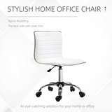 HOMCOM Armless Mid-Back Ergonomic Office Chair with 360 Swivel and Adjustable Height – PU Leather, White