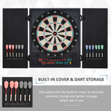 HOMCOM Electronic Dartboard with LED Scoreboard, 27 Games & Storage Cabinet – For Up to 8 Players