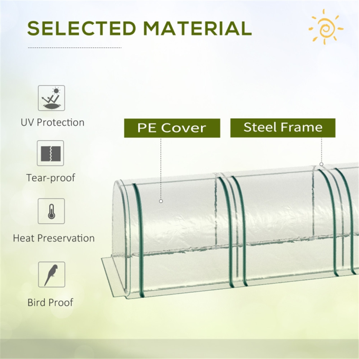 Mini Greenhouse with Steel Frame, PVC Cover & 3 Roll-Up Zipped Doors – Portable Garden Grow House, Dark Green