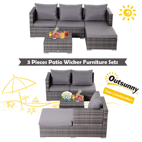Outsunny Rattan Garden Sofa Set cushion detail