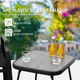 Outsunny 3-Piece Bistro Set with 2 Stackable Mesh Armchairs & Coffee Table – Steel Frame Patio Set, Black