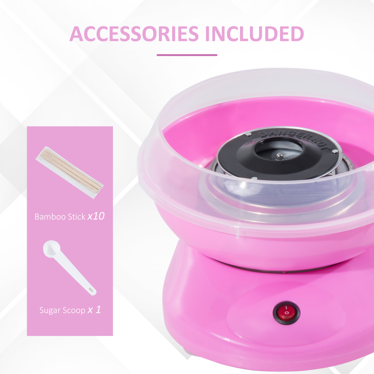 HOMCOM 450W Stainless Steel Candy Floss Machine – Party Treats at Home, Pink