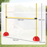 PawHut 4 Piece Dog Agility Hurdles with Height-Adjustable Poles, Fillable Bases & Carry Bag – Jump Training Equipment