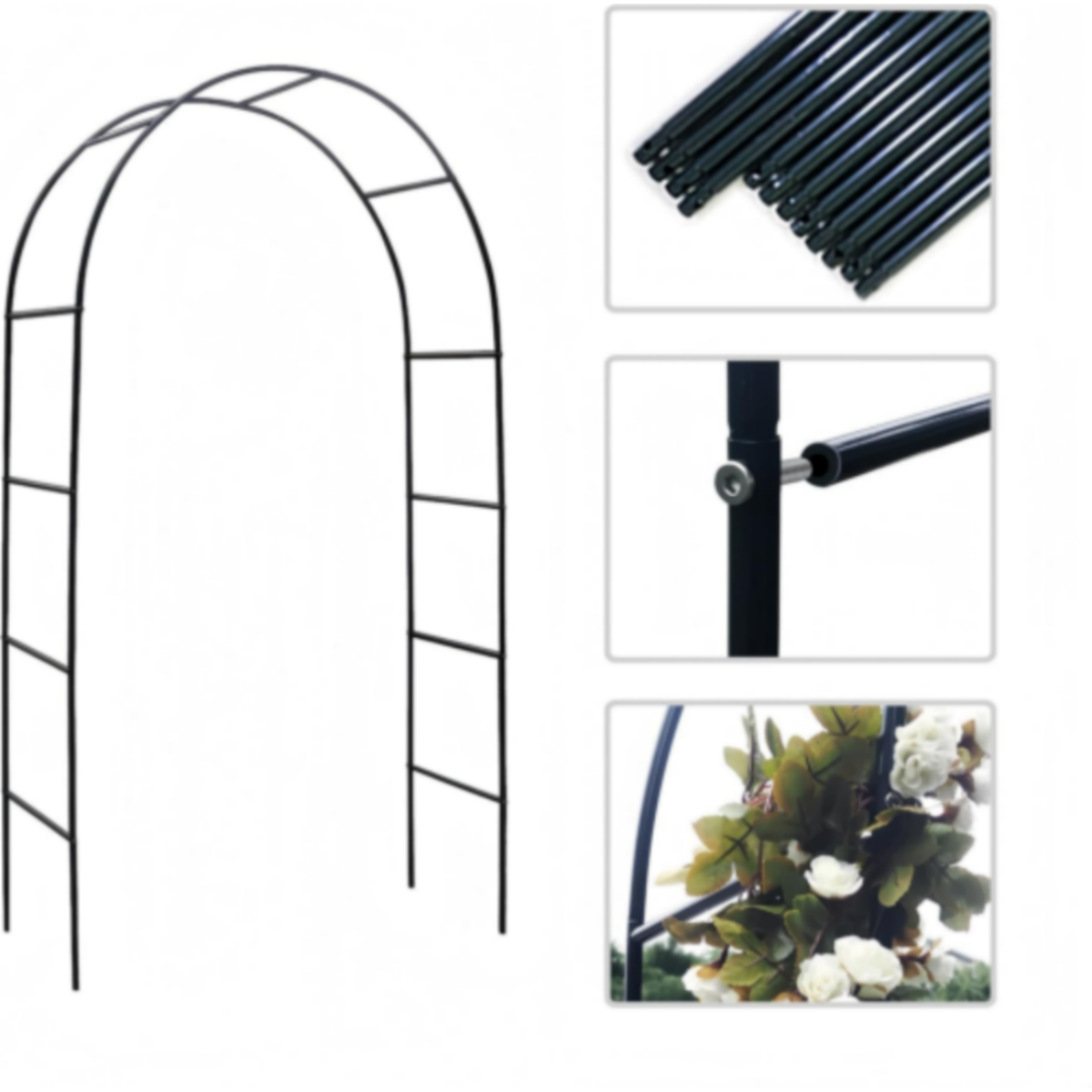 Garden Arch Trellis, 7.9ft Metal Tubular Archway for Climbing Plants – Vintage-Style Garden Arbour