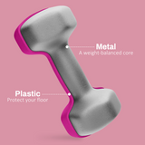 SPORTNOW Hexagonal Dumbbell Pair, 2 x 3kg – Non-Slip Grip Home Gym Hand Weights, Pink