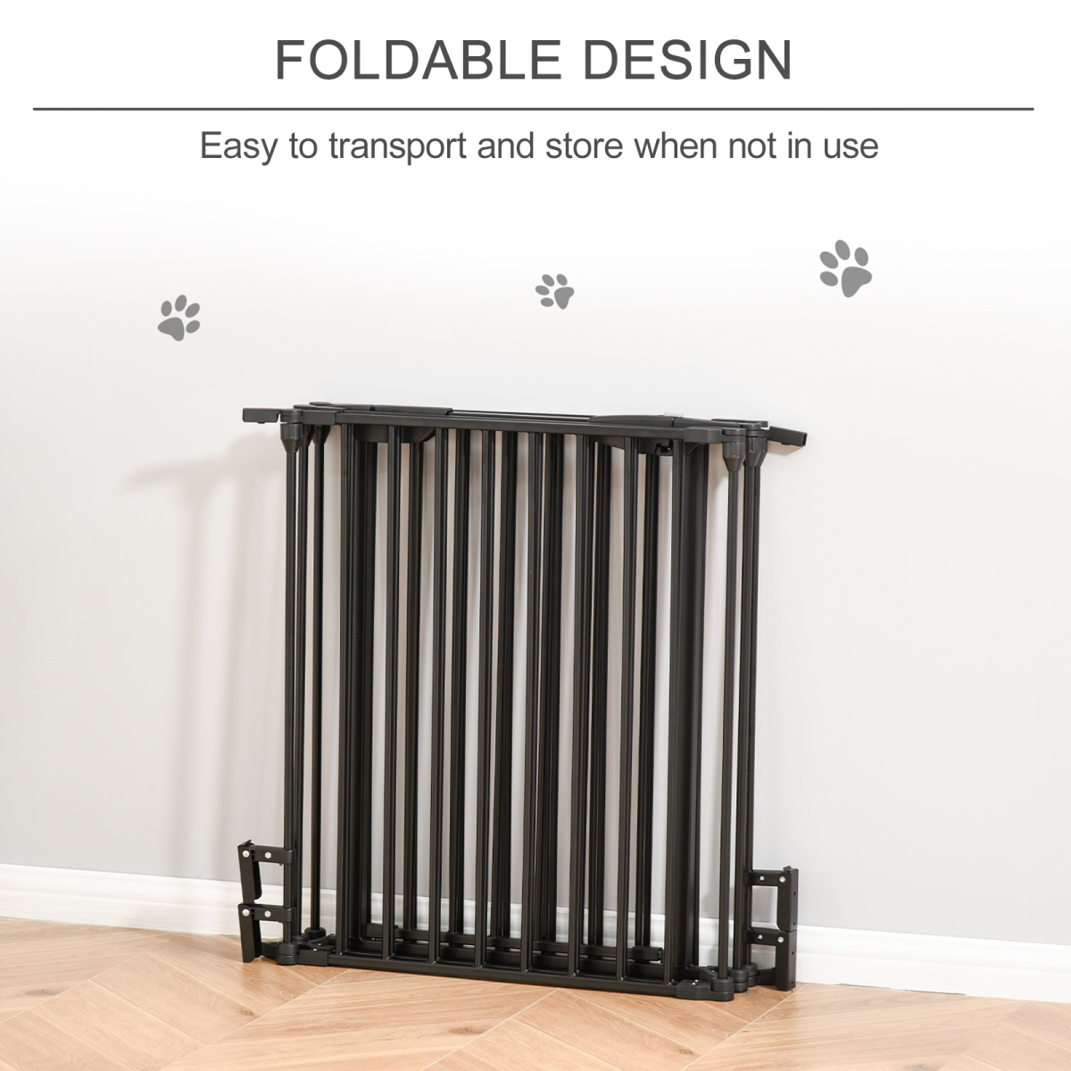Pawhut 5-Panel Pet Gate and Dog Playpen with Walk-Through Door – Freestanding or Wall Mounted, Black