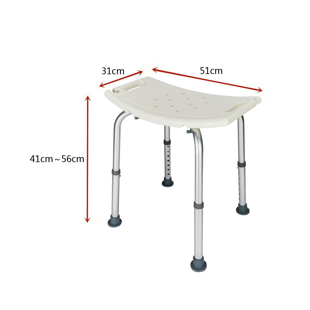 Height-Adjustable Aluminium Bath & Shower Chair – Tool-Free Assembly, White