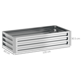 Outsunny Steel Raised Garden Bed, 120 x 60 x 30.5 cm – Elevated Planter Box for Flowers, Silver