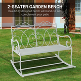 Outsunny 2-Seat Metal Rocking Bench with Armrests – Powder-Coated Patio Chair, Antique Park Style