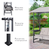 Outsunny 2-Seater Canopy Swing Chair with Side Tables & Cushions – 2-in-1 Garden Gazebo Swing, Steel Frame