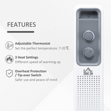 HOMCOM 2720W 11 Fin Oil Filled Radiator with 3 Heat Settings & Safety Cut-Off – Silent Portable Heater