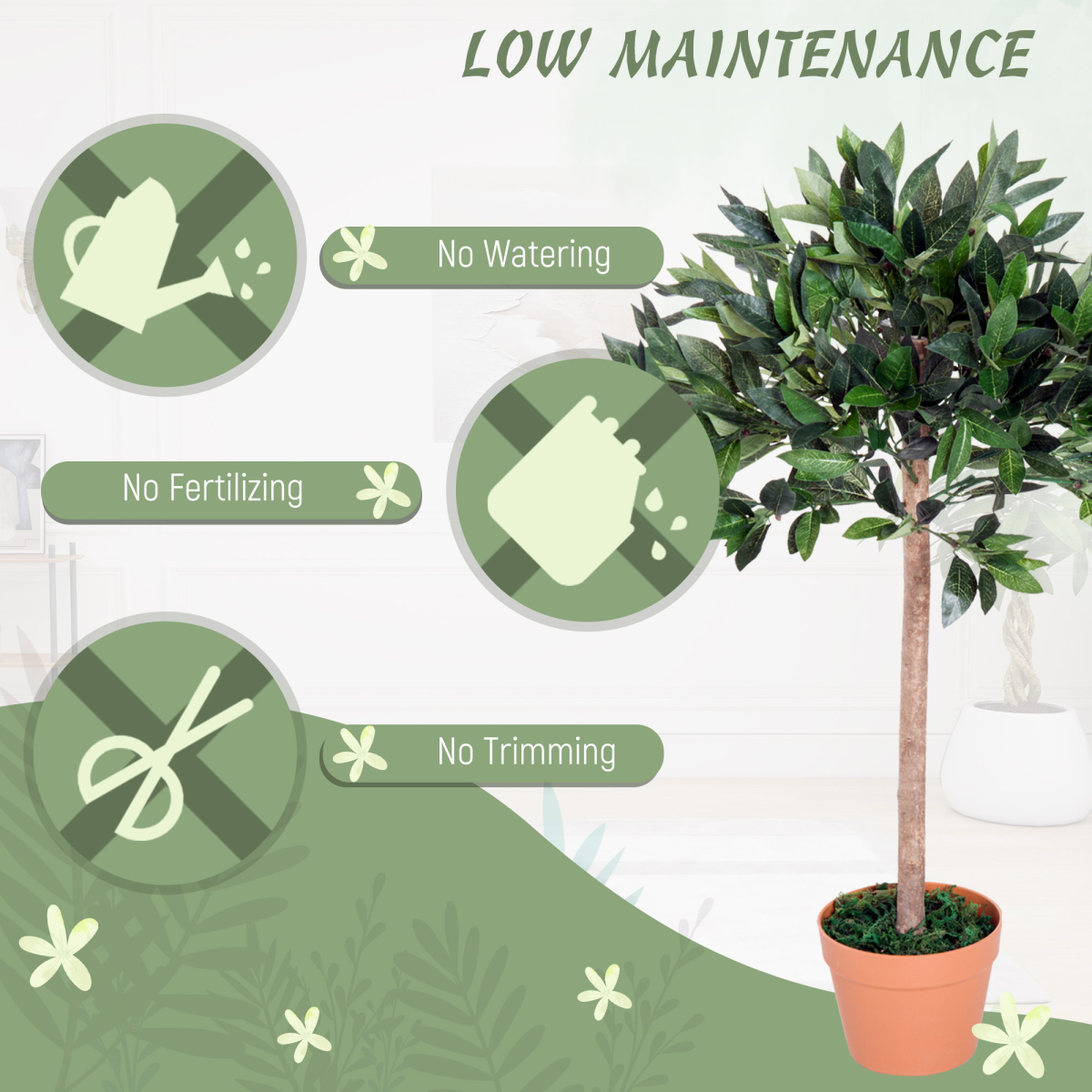 Outsunny Artificial Olive Tree Plant, 90cm