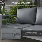 Outsunny 3-Seater Aluminium Garden Bench with Cushions, Armrests & Backrest – Patio Sofa, Grey