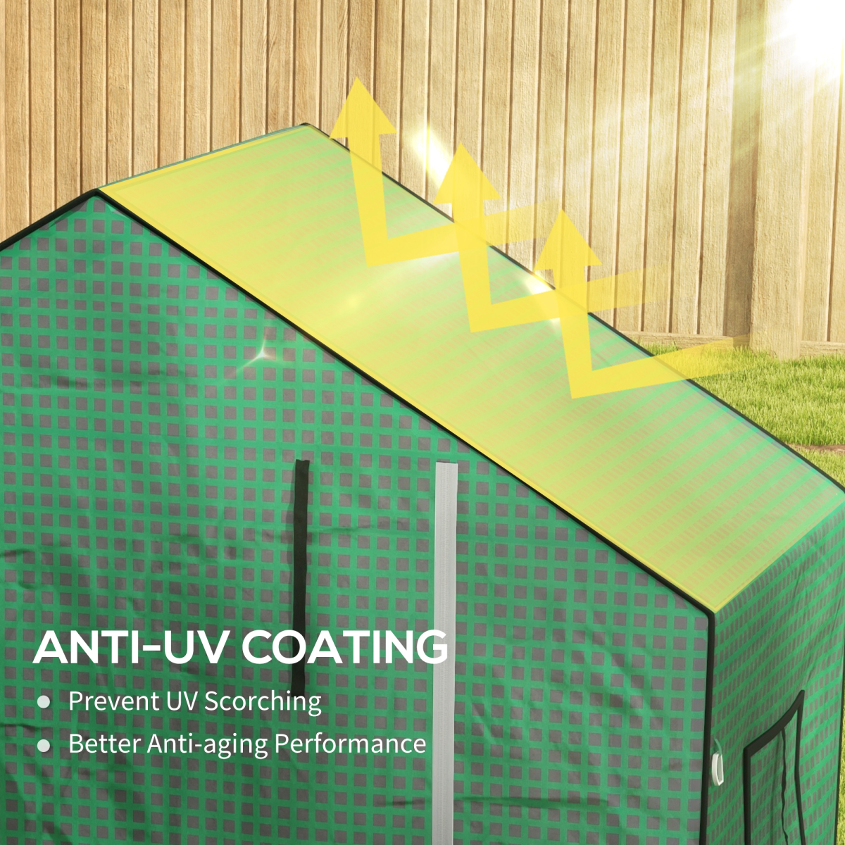 Outsunny PE Greenhouse Replacement Cover with Roll-Up Door & Mesh Windows – Cover Only for 845-511, Green