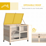 Pawhut Indoor Rabbit Hutch with Openable Roof, Pull-Out Tray & Ramp – Guinea Pig House, Natural