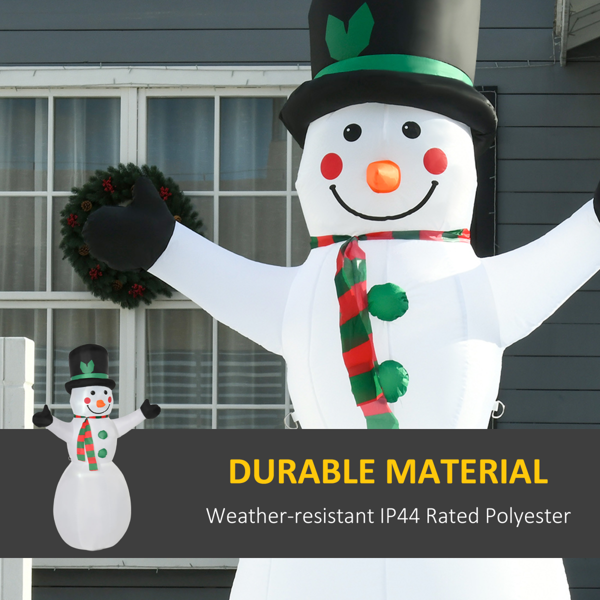 HOMCOM 6.5ft Inflatable Snowman with LED Lights, Mittens, Hat & Scarf – Outdoor Christmas Garden Decor