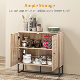Embossed Arrow Storage Cabinet with Adjustable Shelf, Metal Frame & Handles – Versatile Home Storage