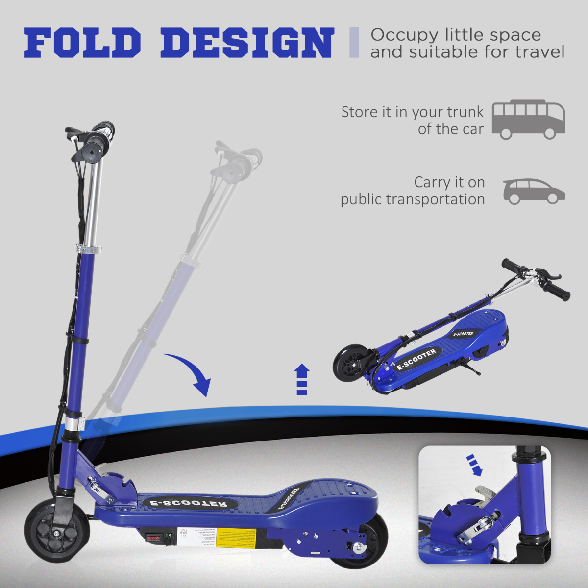 HOMCOM Folding Kids Electric Scooter with Adjustable Height & PU Wheels – Battery Powered, Ages 7-14