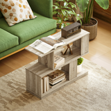 Rattan-Effect 3-Tier S-Shape Side & Coffee Table – Narrow Display Stand for Small Spaces