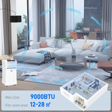 HOMCOM 1003W Portable Air Conditioner with Remote Control & Sleep Mode – Mobile Room Cooling, White