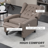 HOMCOM Marble-Effect Manual Reclining Armchair with Footrest & Decorative Studs – Living Room Recliner, Brown