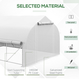 Outsunny 4 x 3m Polytunnel Greenhouse with Roll-Up Sidewalls, Mesh Door & Plant Labels, Galvanised Steel, White
