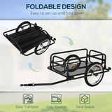 HOMCOM Folding Bike Cargo Trailer with Hitch & Steel Frame – Extra Carrying Capacity, Black
