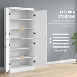 HOMCOM 4-Door Kitchen Storage Cabinet with Adjustable Shelves – White