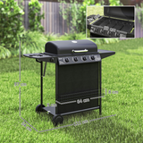 Outsunny 5 Burner Gas Barbecue Grill with Side Burner, Lid and Thermometer – Portable BBQ, Black