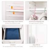 2-Door Wardrobe with Hanging Rail, 3 Shelves & 3 Drawers – 180cm Bedroom Storage, White