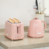 Kettle and 2-Slice Toaster Set with 1.7L Fast Boil Kettle & 7 Browning Levels – Honeycomb Design, Light Pink