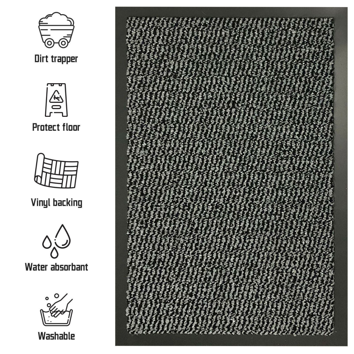 Super Hard-Wearing Barrier Mat, 80 x 300 cm – High-Traffic Entrance Door Mat for Home, Shop & Workplace, Grey