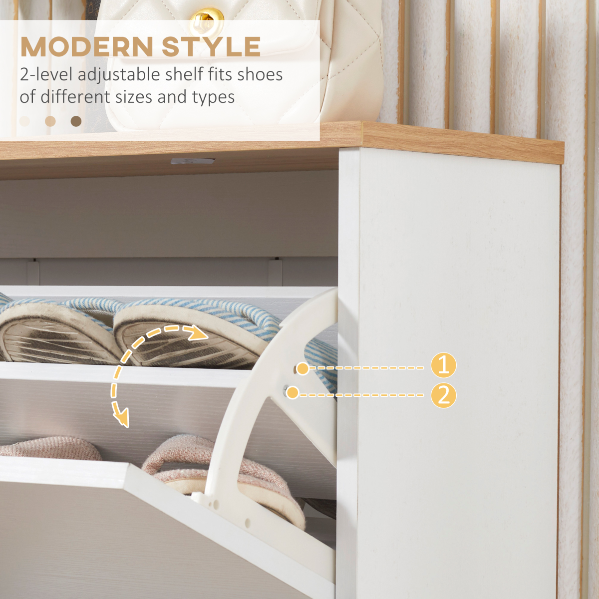 HOMCOM Slim 12 Pair Shoe Storage Cabinet with 3 Flip Drawers – Space Saving Hallway Organiser