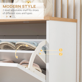 HOMCOM Slim 12 Pair Shoe Storage Cabinet with 3 Flip Drawers – Space Saving Hallway Organiser