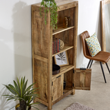 Surrey Solid Mango Wood Bookcase with 2 Doors & 3 Shelves – Living Room & Study Storage