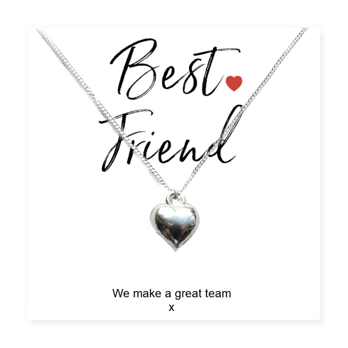 Aye Do Gifts Small Best Friend Gift Hamper – Silver Heart Necklace, Vanilla Candle & Milk Chocolates