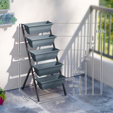 Outsunny 5-Tier Ladder Planter with 5 Removable Boxes – Raised Garden Bed for Balcony & Patio, Grey