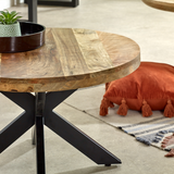 Indian Hub Surrey Solid Mango Wood Coffee Table with Metal Spider Legs – Handmade Industrial Style