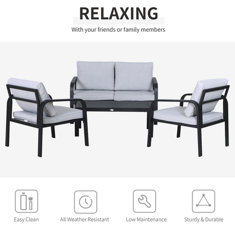 Outsunny Garden Dining Set aluminium frame close-up